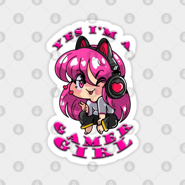 Yes Im A Gamer Girl Pink Magnet by Shawnsonart