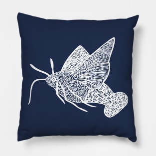 Hummingbird Hawk-Moth - cool and fun moth design - on blue Pillow