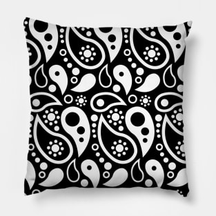 Black and white paisley pattern Pillow