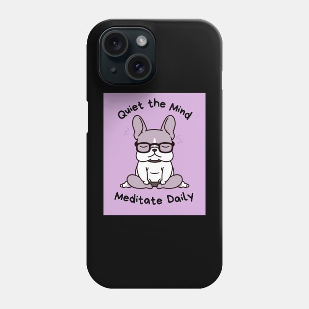 Kawaii Cute Yoga Meditating bullgod Phone Case by AdaMazingDesign