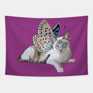 Large Blue Lynx Point Siamese Flitter Kitty Tapestry