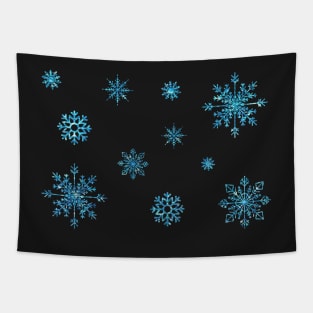 Light Blue Faux Glitter Snowflakes Tapestry