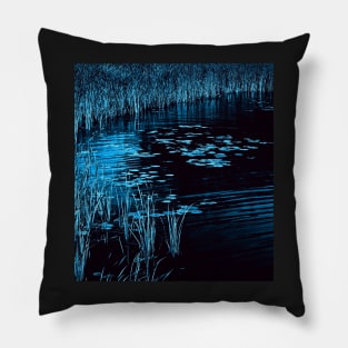 Rushes & Lily Pads (blue) Pillow