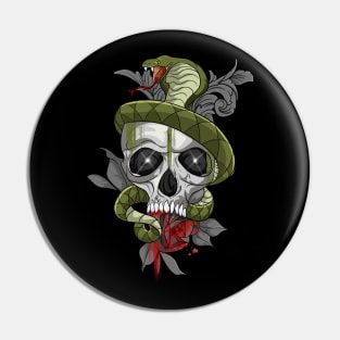 Floral Skull with Snake Pin