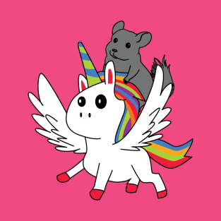 Chinchilla Riding A Unicorn Cartoon T-Shirt