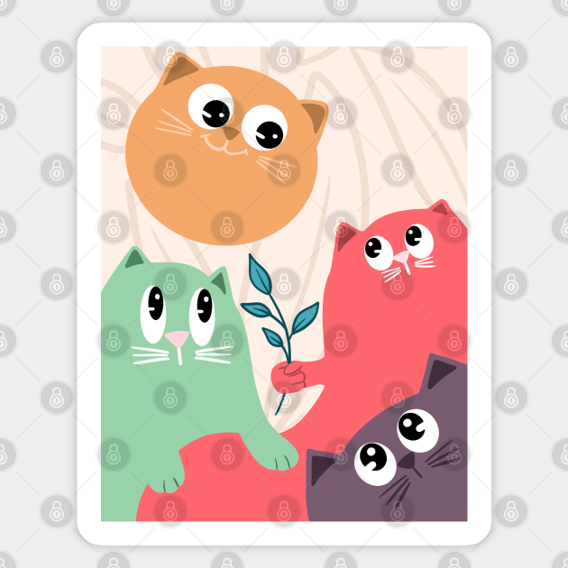 Abstract Cats - Cats - Sticker