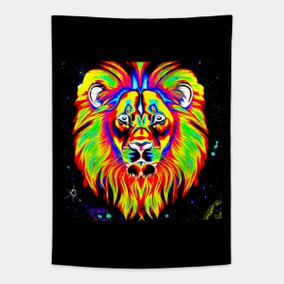 The Lion Dark Rainbow Tapestry