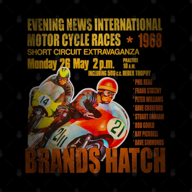 Vintage Motorcycle Racers 1968 Brands Hatch Track by MotorManiac