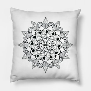 Mandala ink drawing - partly transparent Pillow