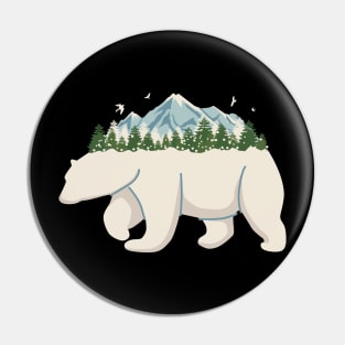 Polar bear mountain tree snow Pin