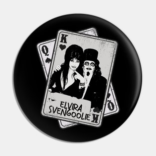 Retro Elvira & Svengoolie Card Style Pin