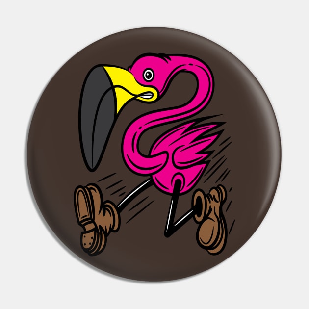 Flamingo in Boots Pin by eShirtLabs