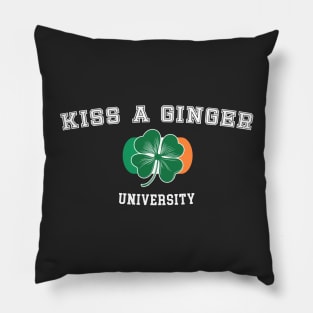 Kiss a Ginger University - Flag of Ireland with Irish Shamrock Pillow