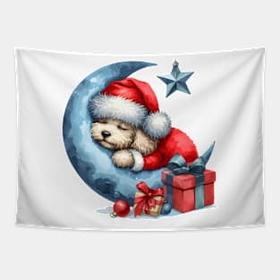 Poodle Dog On The Moon Christmas Tapestry