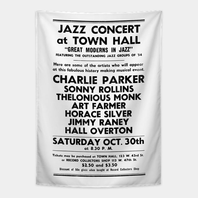 Jazz Concert At Town Hall -- Vintage Jazz Poster Tapestry by CultOfRomance