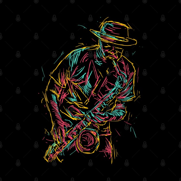 jazz saxophone player abstract by Mako Design 