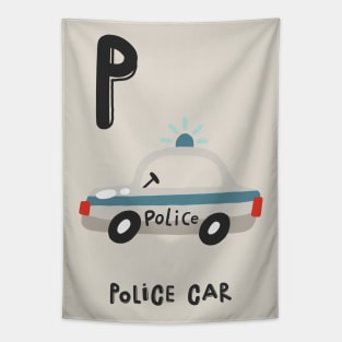 P is Police Car Tapestry