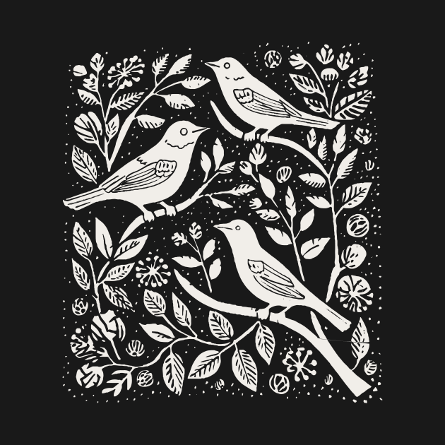 Lino Cut Bird by n23tees