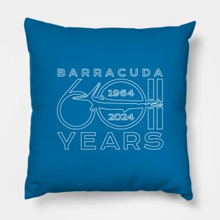 60th Anniversary - Barracuda Text Design (Reverse on Blue) Pillow