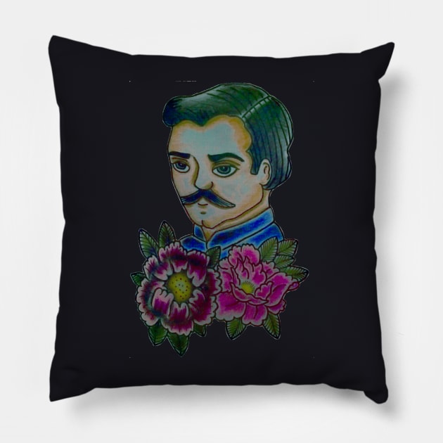 Traditional Tattoo Gentleman Flash Vintage Pillow by pitstopart