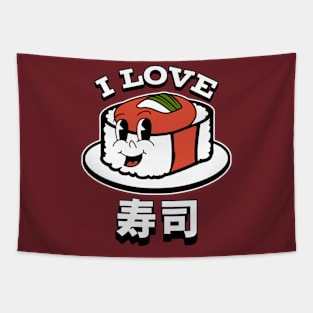 I Love Japanese Sushi Tapestry