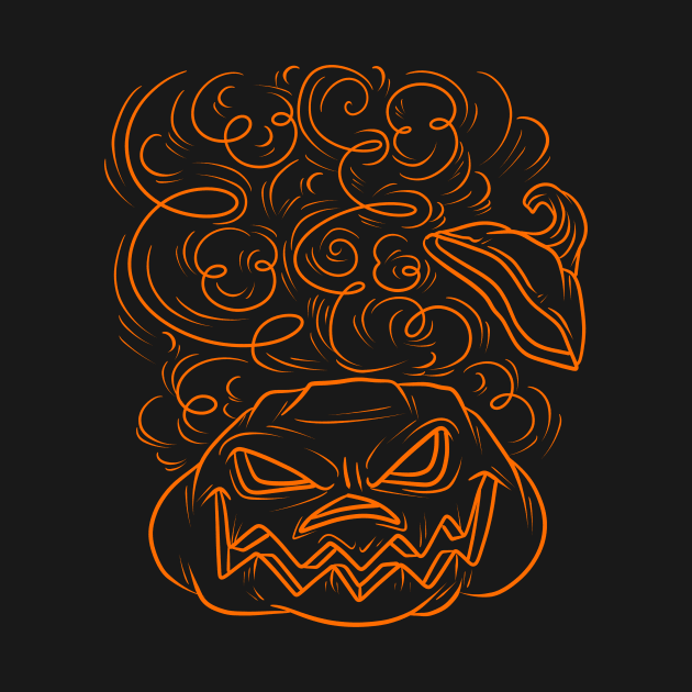 Halloween - Angry Orange Line Pumpkin by saradaboru