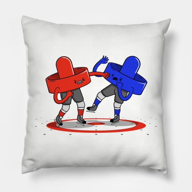 Air Hockey Brawl Pillow by JakeFriedman