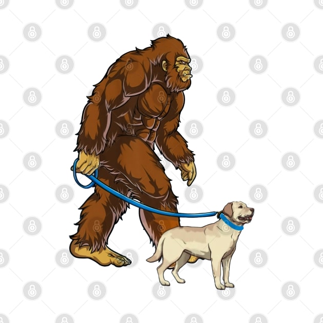 Funny Bigfoot Sasquatch Walking Labrador by JameMalbie