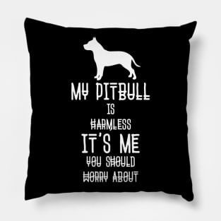 My Pit bull Is Harmless It's Me You Should Worry About Funny Dog Lover Pillow