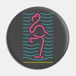 80's Gift 80s Retro Neon Sign Pink Flamingo Pin