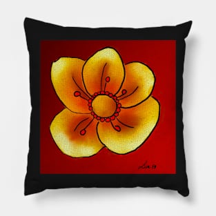 Yellow buttercup flower Pillow
