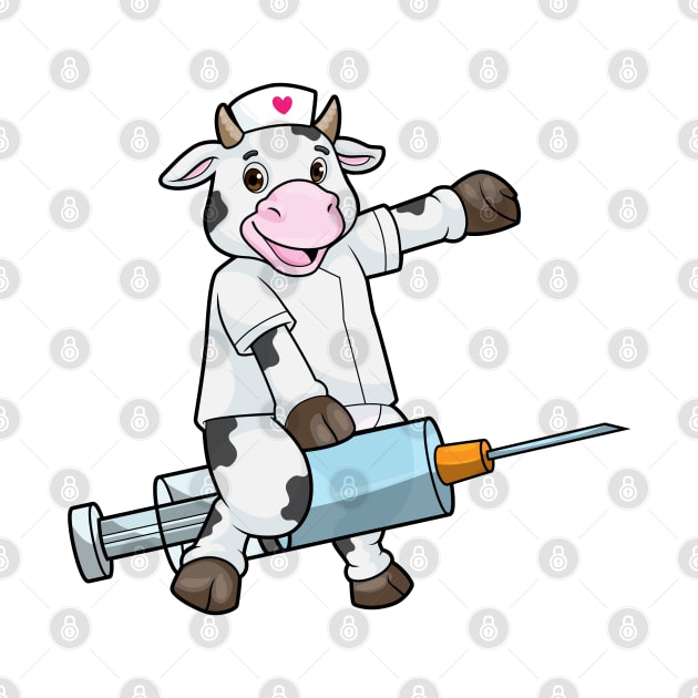 Cow as Nurse with Heart & Syringe by Markus Schnabel