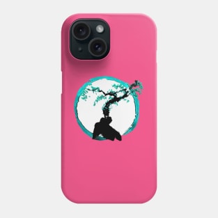 ocean teal tree of life on a enso circle - Sumi inspired Bonsai tree Phone Case