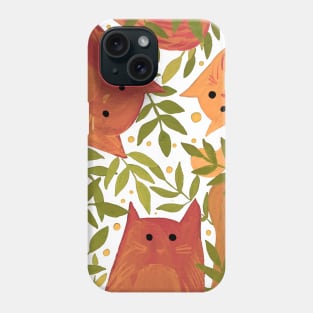 Cats and branches - orange and green Phone Case