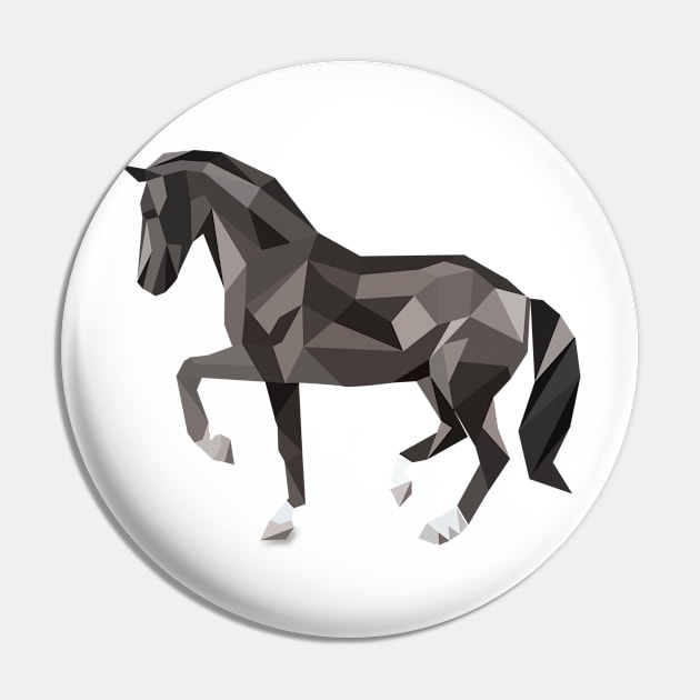 Geometric Animal Black Horse Pin by Rebus28