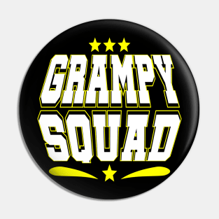 Grampy Squad Funny Saying Typography Yellow Pin