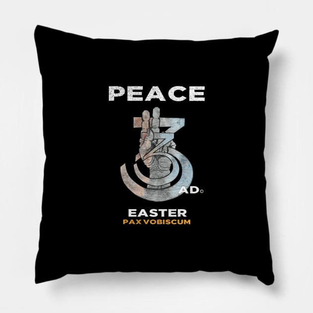 Easter Peace Hand Latin Sign Pox Vobiscum Pillow by The Witness