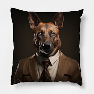 Belgian Malinois Dog in Suit Pillow