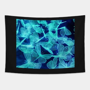 Blue neon butterflies Tapestry