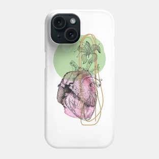 Anatomical heart, engraving drawing. Phone Case