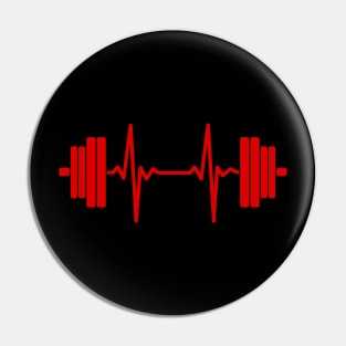 Barbell Heartbeat Red Pin