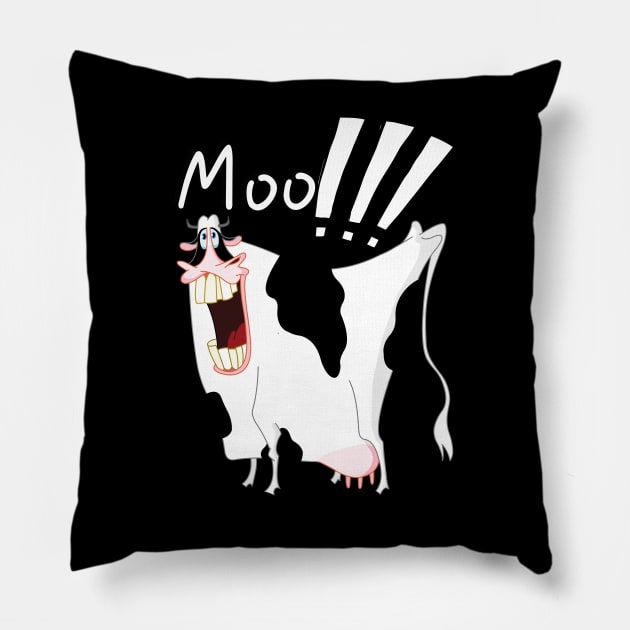 Moo! Crazy Cow Pillow by SocietyTwentyThree