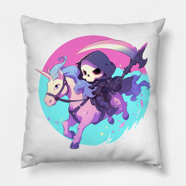 reaper ride unicorn Pillow by Stephanie Francoeur Art