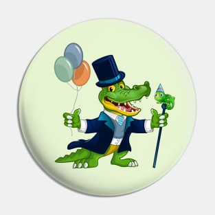 Crocodile and Chameleon Party Time Pin