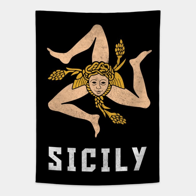 Sicily / Vintage Style Flag Design Tapestry by DankFutura