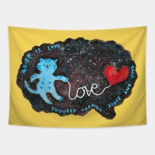 Grief Is Love Blue Cat Galaxy Brain Tapestry