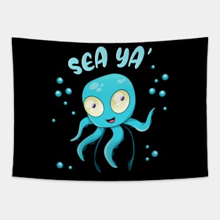 Sea Ya Cute Octopus Chibi Kraken Kawaii Squid Fun Tapestry