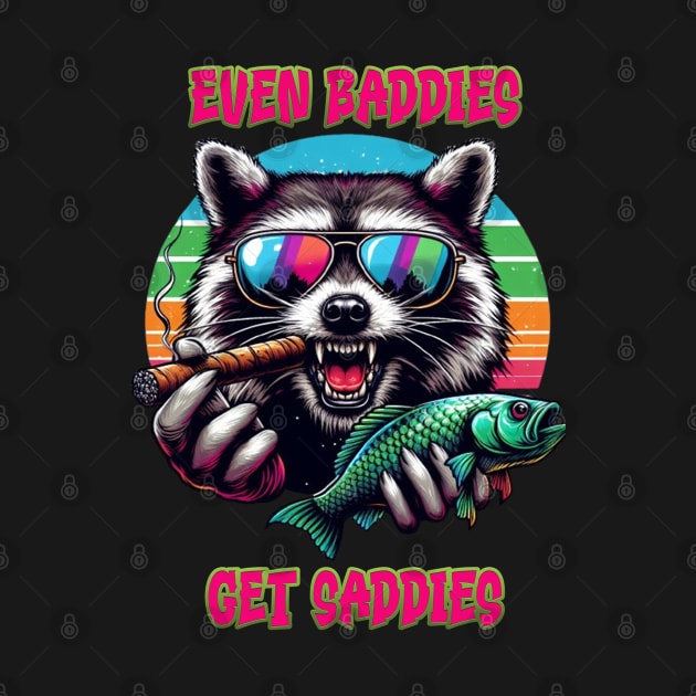 Even Baddies Get Saddies Racoon With A Fish by coollooks