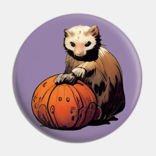 Ferret on a pumpkin Pin