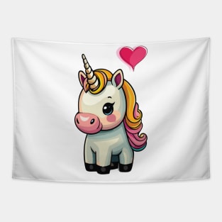 Cute, baby unicorn with heart Tapestry